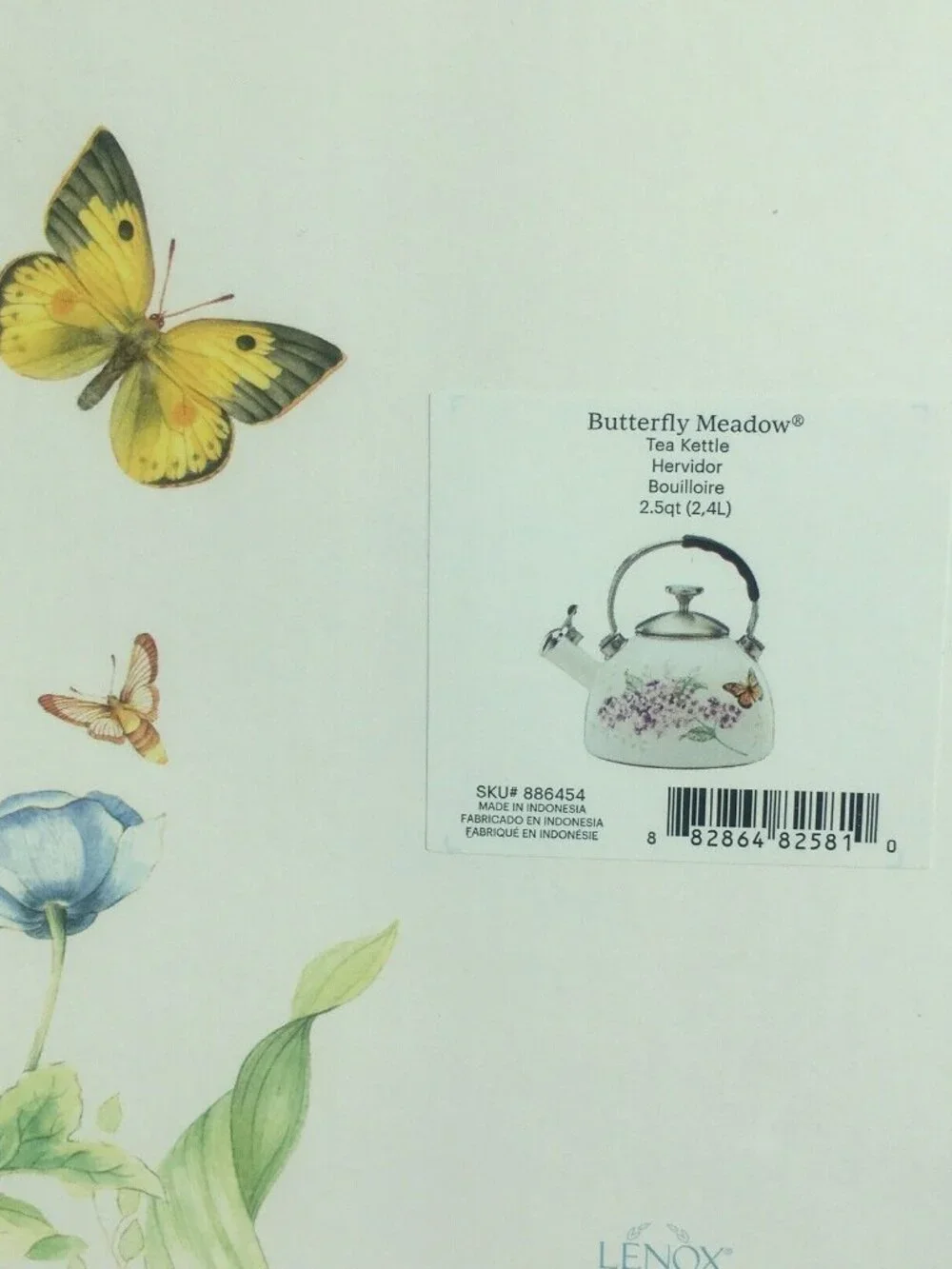 brand new LILAC PURPLE FLORAL Lenox Butterfly Meadow 2.5-Quart Tea Kettle